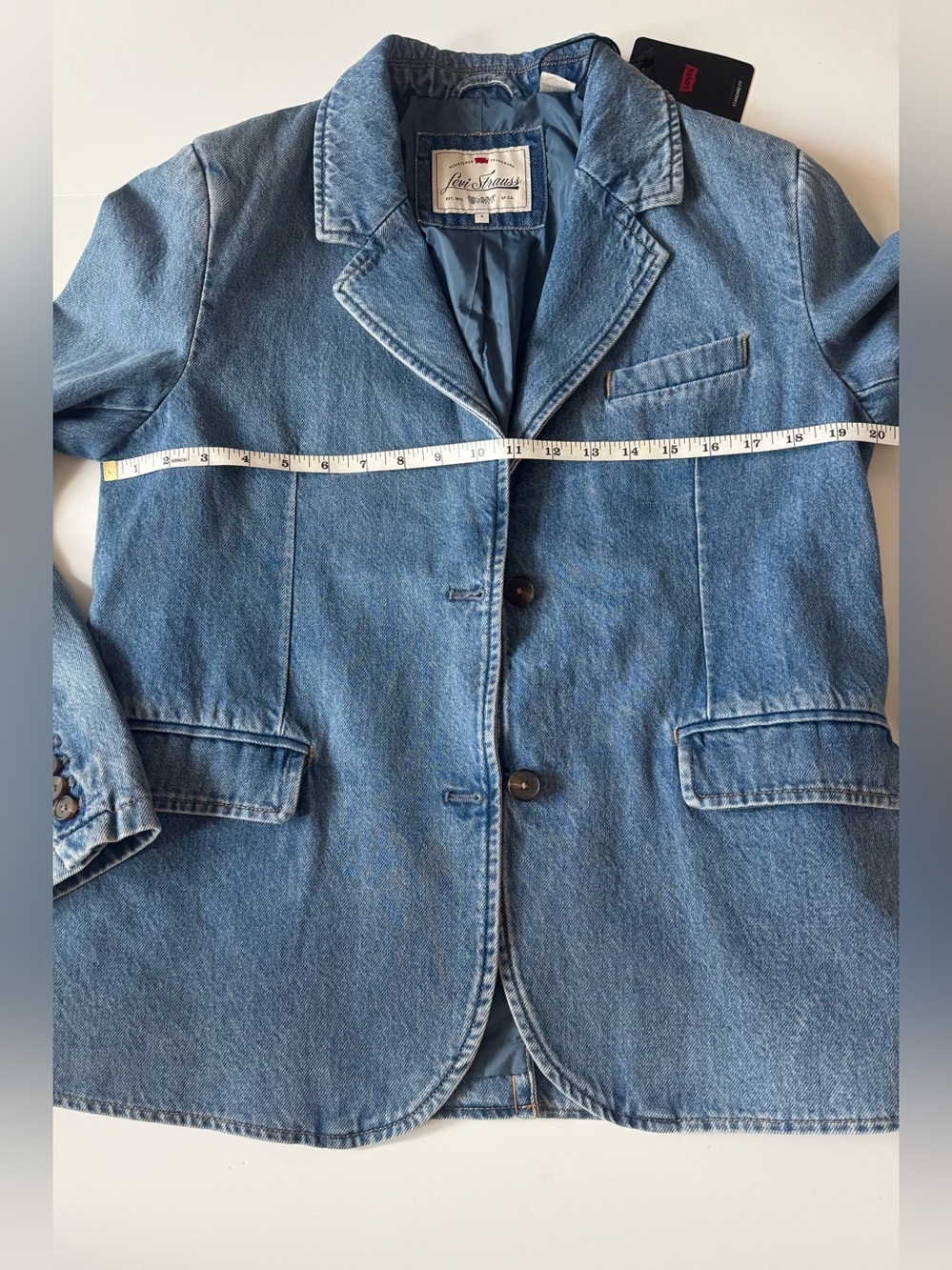 Levi’s Stella Relaxed Denim Blazer, Blue Medium Wash, NWT, Women’s Size Small - Picture 7 of 15